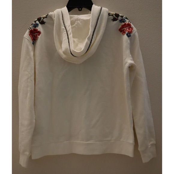 Driftwood Women Sz L White Brielle Embroidered Full Zip Classic Fit Teddy Hoodie - Picture 3 of 9